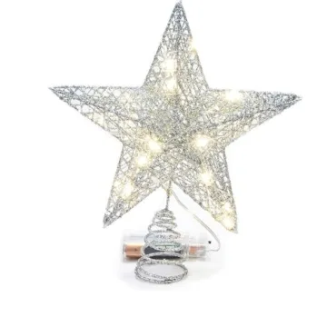 Emopeak 20 LED Christmas Tree Topper: Elegant Silver Star with 20 Lights