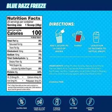 SEEQ Clear Whey Isolate Protein Powder, Blue Razz Freeze, 25 Servings, 22g Protein Per Serving, Sugar-Free, Keto-Friendly, Soy-Free Clear Protein Powder, Juice-Like Protein