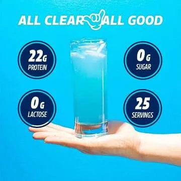 SEEQ Clear Whey Isolate Protein Powder, Blue Razz Freeze, 25 Servings, 22g Protein Per Serving, Sugar-Free, Keto-Friendly, Soy-Free Clear Protein Powder, Juice-Like Protein