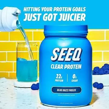 SEEQ Clear Whey Isolate Protein Powder, Blue Razz Freeze, 25 Servings, 22g Protein Per Serving, Sugar-Free, Keto-Friendly, Soy-Free Clear Protein Powder, Juice-Like Protein
