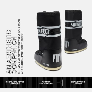 Moon Boot, Icon Nylon Insulated Slip On Snow Boots, 35/38 - Black