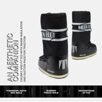 Moon Boot, Icon Nylon Insulated Slip On Snow Boots, 35/38 - Black