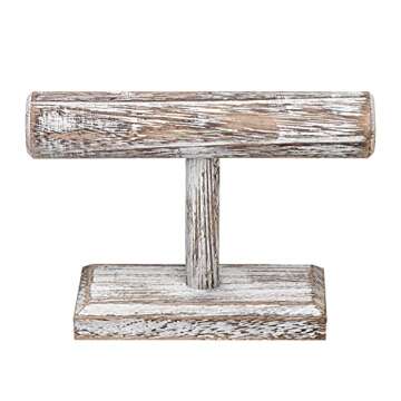 Ikee Design Wooden Display Jewelry Accessory Stand, Bracelet Scrunchies Holder Display for Store, Showcase and Home, Antique White Color, 7.9" W x 2.9" D x 5.5" H