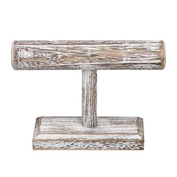 Ikee Design Wooden Display Jewelry Accessory Stand, Bracelet Scrunchies Holder Display for Store, Showcase and Home, Antique White Color, 7.9" W x 2.9" D x 5.5" H