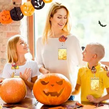 Equsion 12 Pcs Thanksgiving Fall Pumpkin Holiday Badge Reels Fall Autumn Felt Retractable Badge Holder Name ID Maple Leaf Turkey Badge Reel with Clip for Nurses Doctor Teacher Staff Cards Favors