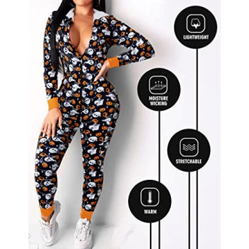 Ekouaer Christmas Onesie Women Sexy Pajamas Jumpsuit