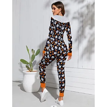 Ekouaer Christmas Onesie Women Sexy Pajamas Jumpsuit