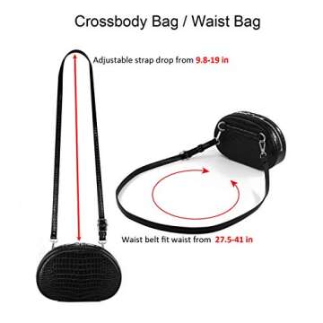 2-Way Small Crossbody Bag Waist Bag Fanny Pack Waist Purse for Women