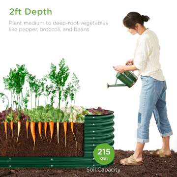 Best Choice Products 8x2x2ft Metal Raised Garden Bed, Oval Outdoor Deep Root Planter Box for Vegetab...