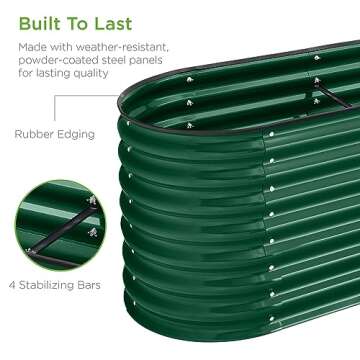Best Choice Products 8x2x2ft Metal Raised Garden Bed, Oval Outdoor Deep Root Planter Box for Vegetables, Herbs w/ 4 Support Bars, 215 Gal Capacity - Dark Green