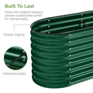 Best Choice Products 8x2x2ft Metal Raised Garden Bed, Oval Outdoor Deep Root Planter Box for Vegetables, Herbs w/ 4 Support Bars, 215 Gal Capacity - Dark Green