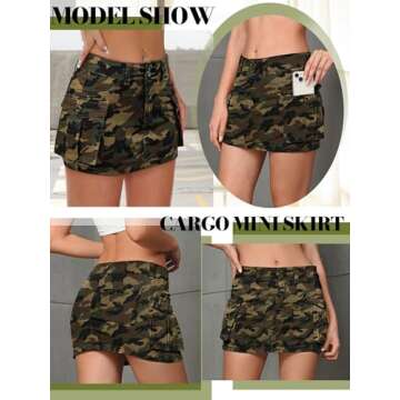 Mancreda Denim Cargo Skirt Mini Low Waist Stylish Comfort