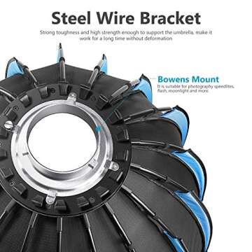 NEEWER 35.4''/90cm Parabolic Softbox Quick Release, 18-Rib Deep Softbox with Grid and Bag, Compatible with Neewer CB60 CB100 CB150 Vision 4 S101-300W/400W and Other Bowens Mount Light-SF-18KGD36
