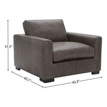 Amazon Brand - Stone & Beam Westview Extra-Deep Down-Filled Leather Accent Chair, 43.3"W, Dark Grey Leather