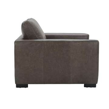 Amazon Brand - Stone & Beam Westview Extra-Deep Down-Filled Leather Accent Chair, 43.3"W, Dark Grey Leather