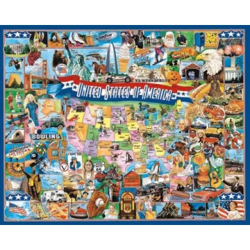 White Mountain Puzzles United States of America - 1000 Piece Jigsaw Puzzle
