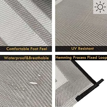RURALITY Outdoor Rugs 8x10 Waterproof for Patios Clearance,Plastic Straw Mats for Backyard,Porch,Deck,Balcony,Reversible,Geometric