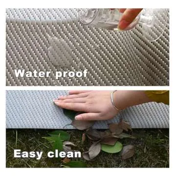 RURALITY Outdoor Rugs 8x10 Waterproof for Patios Clearance,Plastic Straw Mats for Backyard,Porch,Deck,Balcony,Reversible,Geometric