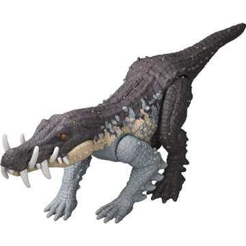 Mattel Jurassic World Strike Attack Kaprosuchus Dinosaur Toy with Single Strike Action, Movable Joints, Action Figure Gift with Physical & Digital Play