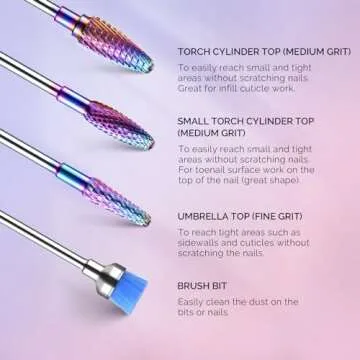 MelodySusie 7pcs Tungsten Carbide Nail Drill Bits Set