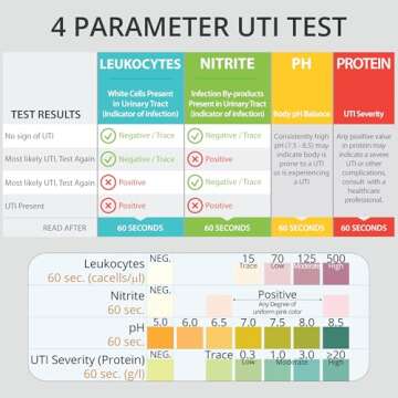 4-in-1 Full Panel UTI Test Strips for Women, Men & Kids 50ct, Includes UTI Severity (Protein), Urinalysis Urine Test Strip for UTI and Bladder, at Home Urinary Tract Infection Test Kit