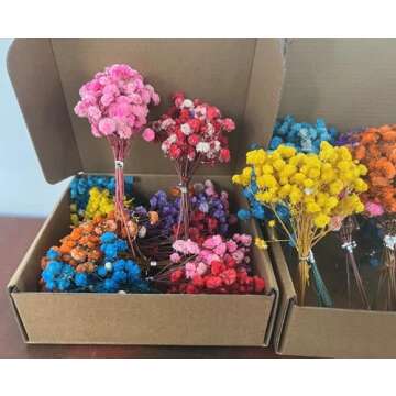 100+Pcs Mini Dried Babys Breath Flowers, 5600+ Multiple Colors Baby Breath Flowers Bulk, Dried Flower for Candle Making Invitation Resin Crafts, Gypsophila for Christmas Wedding Decor
