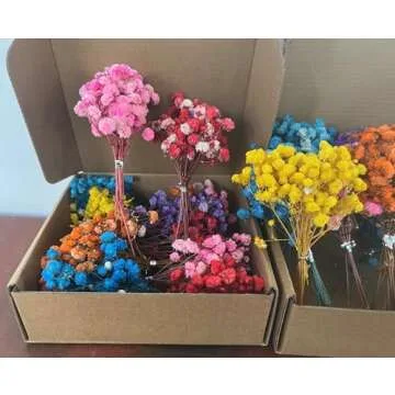 100+Pcs Mini Dried Babys Breath Flowers, 5600+ Multiple Colors Baby Breath Flowers Bulk, Dried Flower for Candle Making Invitation Resin Crafts, Gypsophila for Christmas Wedding Decor