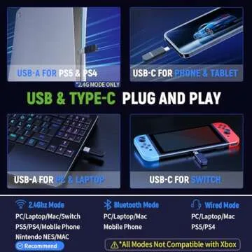 Tatybo Wireless Gaming Headsets - 7.1 Surround Sound & 40H+ Battery