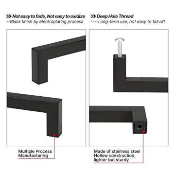 Stylish 12-Pack Black Cabinet Pulls for Modern Homes