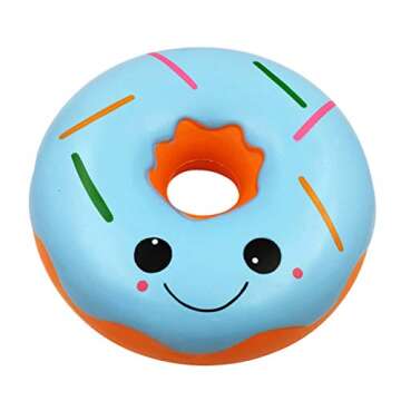 ACCOCO 10" Inch Large Slow Rising Squishy Toys, Giant Donut Jumbo Slow Rising Scented Super Soft Squeeze Squishy Food Toys Stress Relief Gift Collection (Blue Donut)