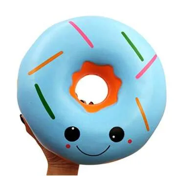 ACCOCO 10" Inch Large Slow Rising Squishy Toys, Giant Donut Jumbo Slow Rising Scented Super Soft Squeeze Squishy Food Toys Stress Relief Gift Collection (Blue Donut)