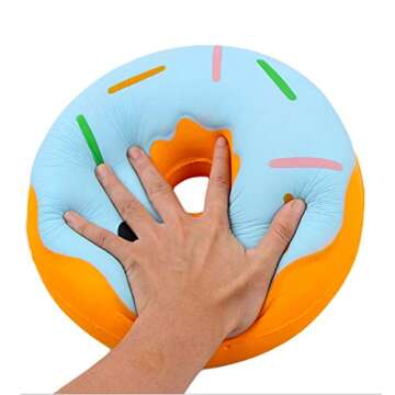 ACCOCO 10" Inch Large Slow Rising Squishy Toys, Giant Donut Jumbo Slow Rising Scented Super Soft Squeeze Squishy Food Toys Stress Relief Gift Collection (Blue Donut)