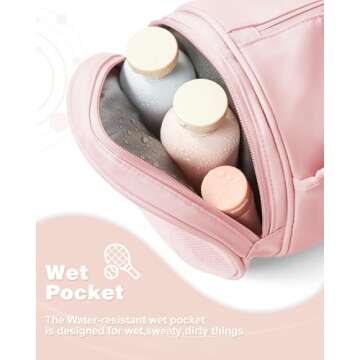 Small Gym Bag for Women,Waterproof Workout Bag Mini Duffle Bag Womens Spotrs Gym Bags Small Travel Duffel Bag with Wet Pocket Carry on Weekender Bags for Dance Swimming,Gym,Yoga,Fitness Pink