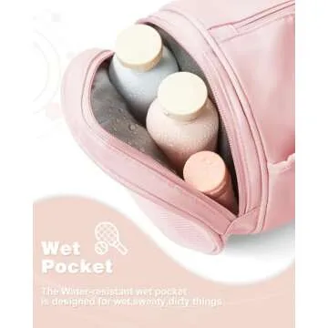 Small Gym Bag for Women,Waterproof Workout Bag Mini Duffle Bag Womens Spotrs Gym Bags Small Travel Duffel Bag with Wet Pocket Carry on Weekender Bags for Dance Swimming,Gym,Yoga,Fitness Pink