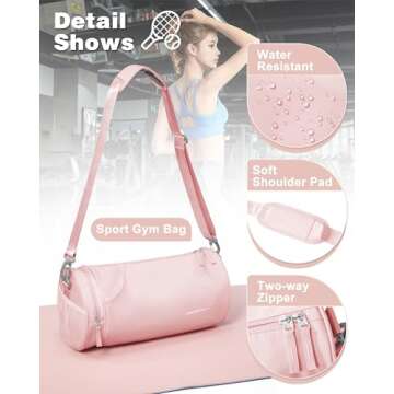 Small Gym Bag for Women,Waterproof Workout Bag Mini Duffle Bag Womens Spotrs Gym Bags Small Travel Duffel Bag with Wet Pocket Carry on Weekender Bags for Dance Swimming,Gym,Yoga,Fitness Pink