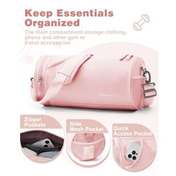 Small Gym Bag for Women,Waterproof Workout Bag Mini Duffle Bag Womens Spotrs Gym Bags Small Travel Duffel Bag with Wet Pocket Carry on Weekender Bags for Dance Swimming,Gym,Yoga,Fitness Pink
