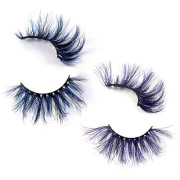 Halloween Colored Eyelashes ,3D Mink Color Lashes,100% Siberian Mink Colored Long Dramatic Colorful lashes Makeup False Eyelashes 2 Pairs