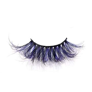 Halloween Colored Eyelashes ,3D Mink Color Lashes,100% Siberian Mink Colored Long Dramatic Colorful lashes Makeup False Eyelashes 2 Pairs