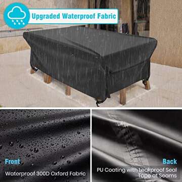 Velway Patio Table Cover Rectangle Waterproof Patio Furniture Cover for Outdoor Table and Chairs 84”Lx52”Wx29”H Oxford Dining Table Cover Tear-Resistant Wind Dust Proof Furniture Set Covers for Winter