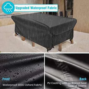Velway Patio Table Cover Rectangle Waterproof Patio Furniture Cover for Outdoor Table and Chairs 84”Lx52”Wx29”H Oxford Dining Table Cover Tear-Resistant Wind Dust Proof Furniture Set Covers for Winter