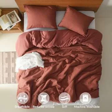 Comfort Spaces Burnt Orange King Comforter Set - 3 Pieces Dotted Weave Texture Comforter Sets, Modern Farmhouse Boho Comforter & Shams, All Season Microfiber King Bed Set, King/Cal King