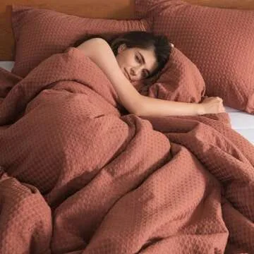 Comfort Spaces Burnt Orange King Comforter Set - 3 Pieces Dotted Weave Texture Comforter Sets, Modern Farmhouse Boho Comforter & Shams, All Season Microfiber King Bed Set, King/Cal King