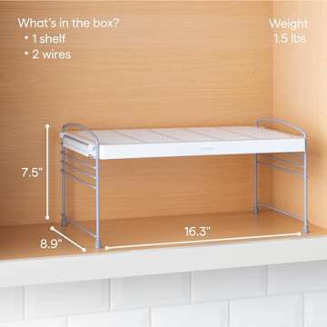 YouCopia Adjustable-Height UpSpace Shelf for Kitchen Storage