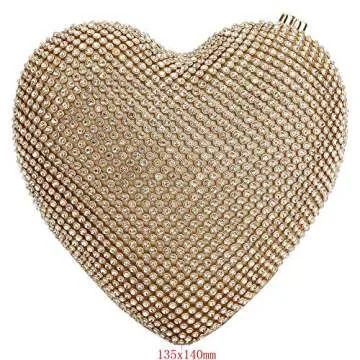 EROUGE Cute Heart Shape Clutch Purses Women Rhinestone Clutch Evening Bag (Rose gold color plated)