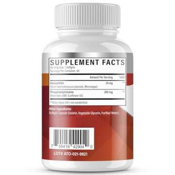 Liposomal Astaxanthin Supplement 24 MG, Maximum Absorption, Antioxidant Stronger Than VIT C, Non-GMO & Gluten Free - 60 Softgels(2 Months Supply)