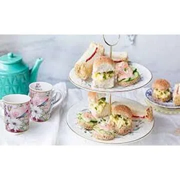 Lightahead Elegant Bone China Two Mugs set in bird design 11.2 oz each cup in attractive gift box, Pink