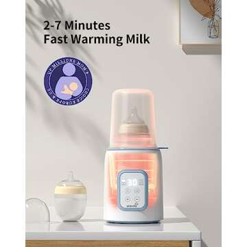 GROWNSY Bottle Warmer, 8-in-1 Fast Baby Milk Warmer with Timer for Breastmilk or Formula, Accurate T...