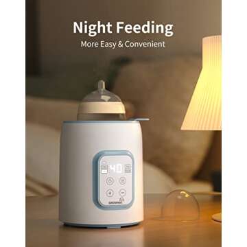 GROWNSY Bottle Warmer, 8-in-1 Fast Baby Milk Warmer with Timer for Breastmilk or Formula, Accurate Temperature Control, Multifunctional Baby Bottle Warmers for All Bottles- Blue