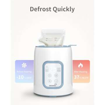 GROWNSY Bottle Warmer, 8-in-1 Fast Baby Milk Warmer with Timer for Breastmilk or Formula, Accurate Temperature Control, Multifunctional Baby Bottle Warmers for All Bottles- Blue