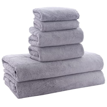 MOONQUEEN Ultra Soft Towel Set - Quick Drying - 2 Bath Towels 2 Hand Towels 2 Washcloths - Microfibe...